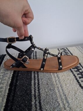 Steve Madden Black Studded Strappy Sandals